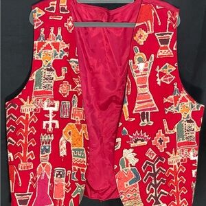 Vintage Vibrant Red Patterned Vest